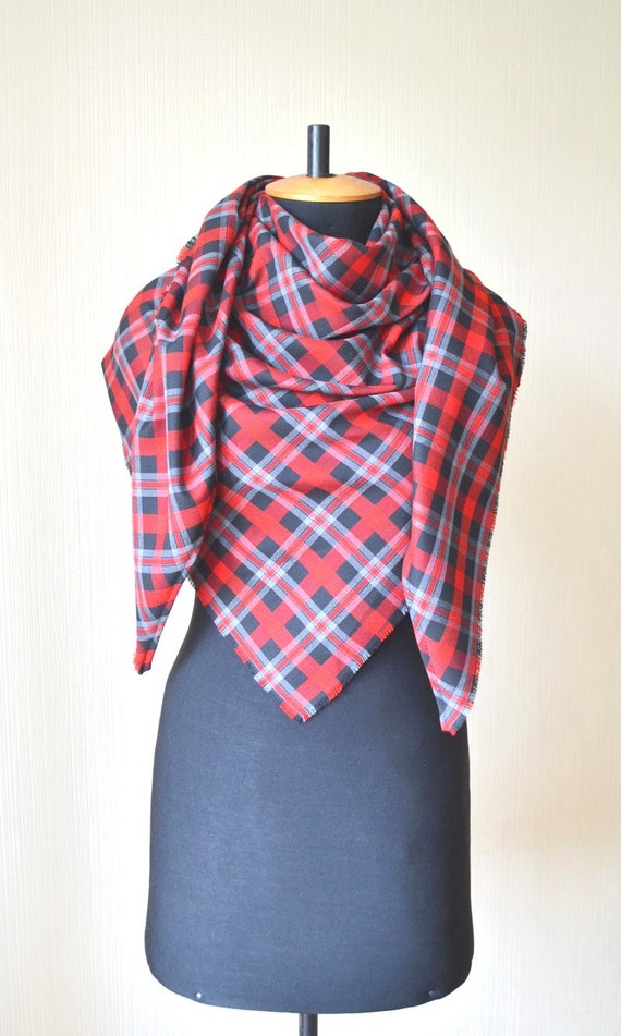 red scarf tartan scarf blanket scarf wife red gifts for wife