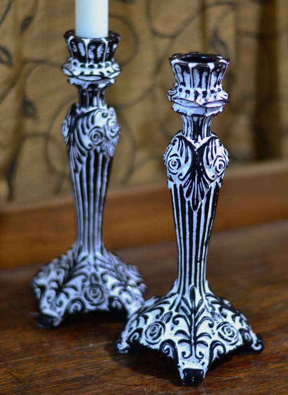 GOTHIC CANDLESTICK PAIR candleholders candlestick holder
