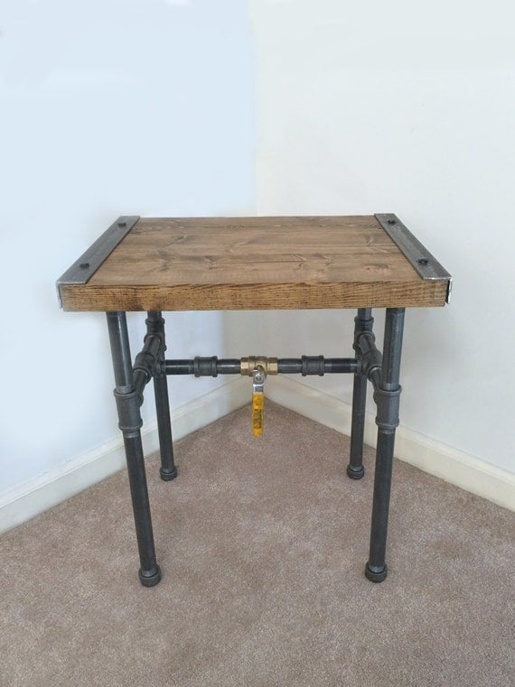 Industrial Side Table End Table Pipe Table by TheCleverRaven