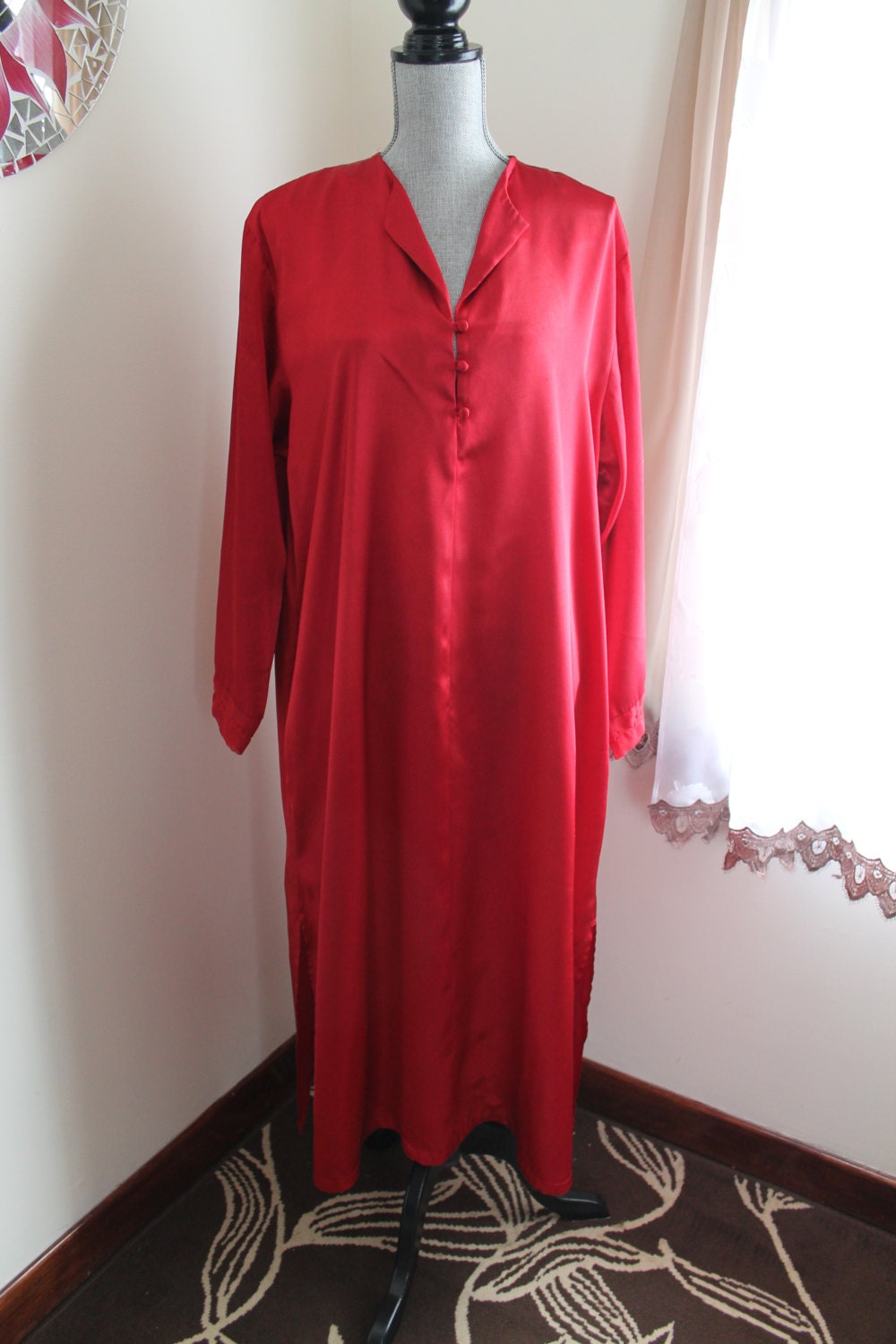 red satin robe long