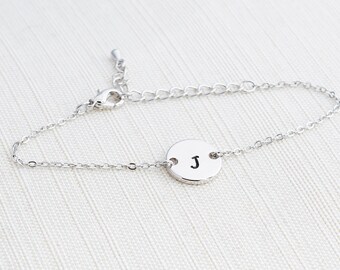 Silver Initial Bracelet, Silver Bracelet, Personalised Disc Bracelet, Initial Bracelet, Stacking Bracelet, Dainty bracelet