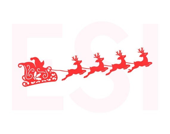 Download Santa sleigh and reindeers SVG DXF EPS Christmas svg