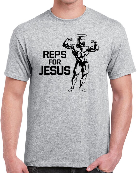 Reps for Jesus muscle fitness work out exercise cross by InkItTees