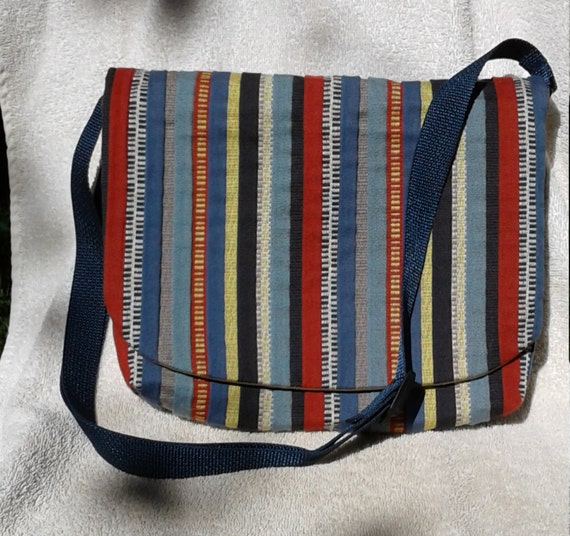 Stripe Messenger Bag Stripe BookBag Bag Purse by PandenteDesigns