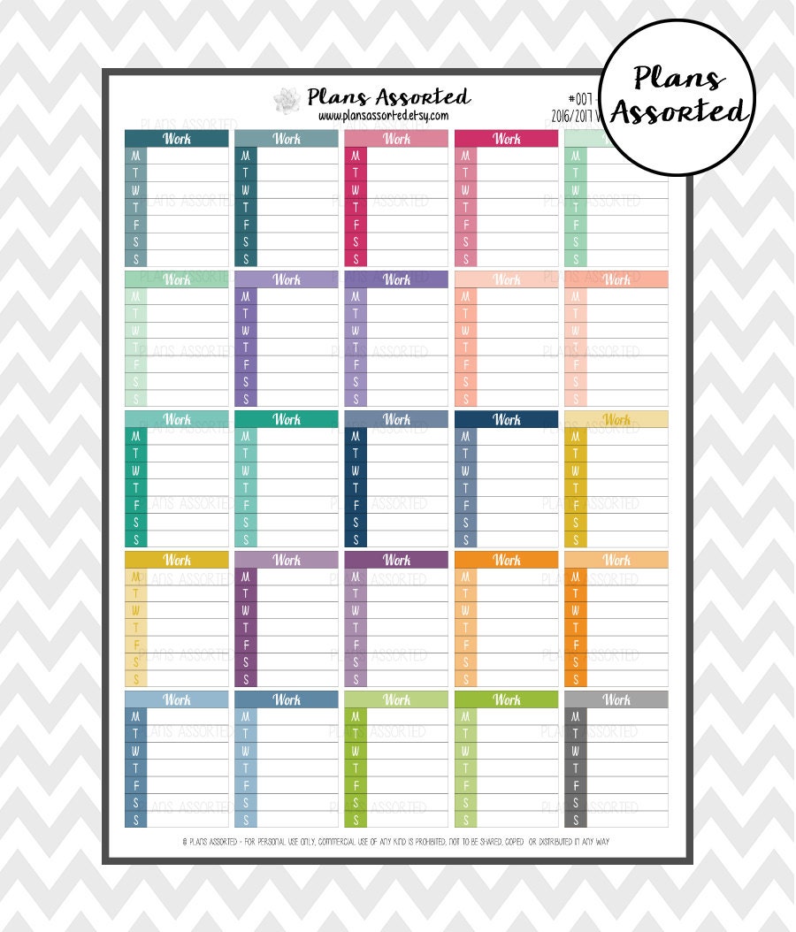 free printable work schedule stickers