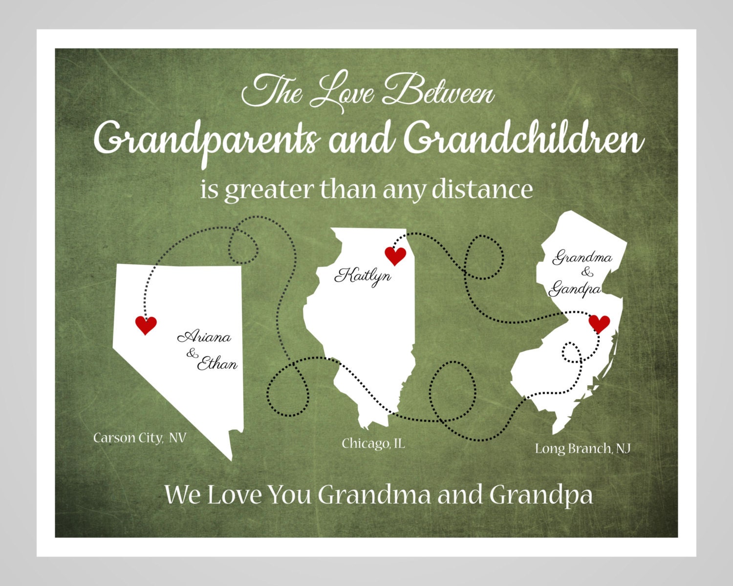 Long Distance Grandparent Gift Mothers Day Gift 3 States