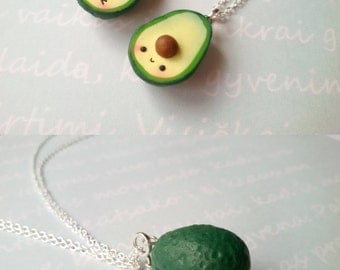 Best Friend Kawaii Avocado Necklace, vegan jewelry, avocado jewelry, miniature food jewelry, best friend, kawaii charms, friendship necklace