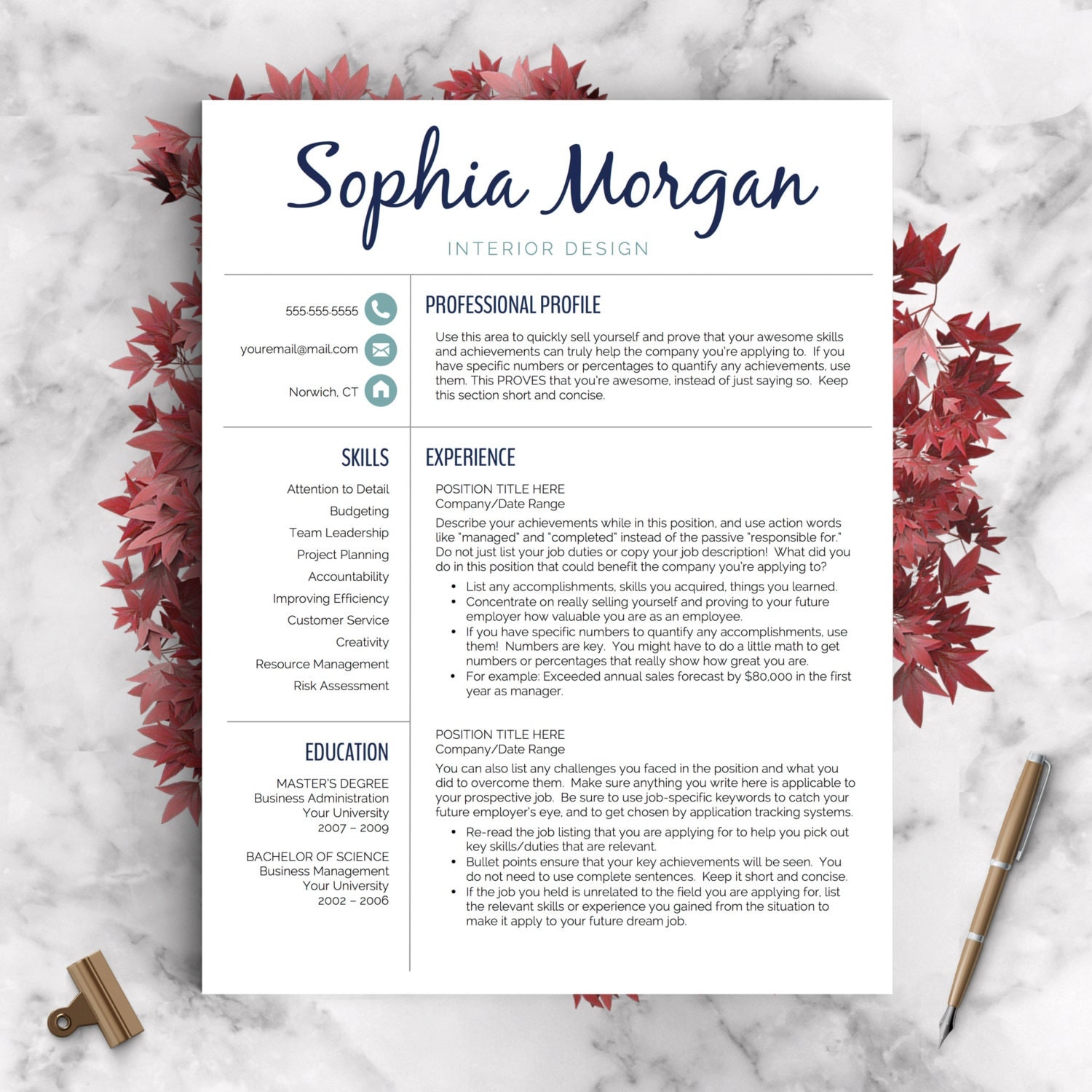 creative resume template resume for word and pages 1 2