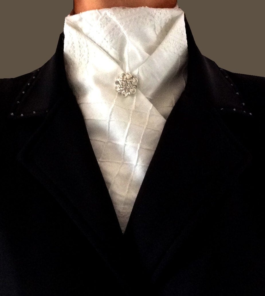 Cotton and Lace Pre-tied Dressage or Eventing Stock Tie