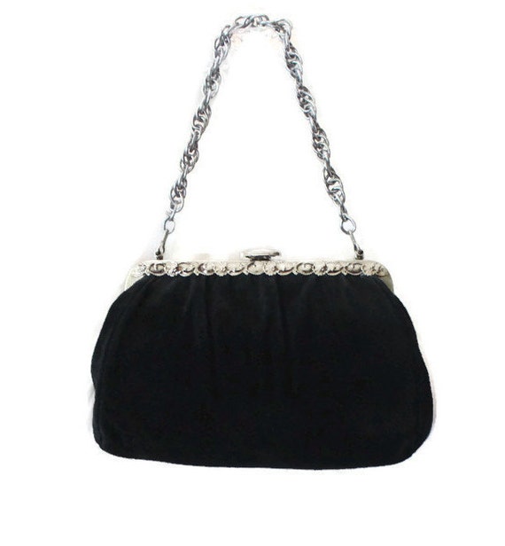 black suede evening bolsa