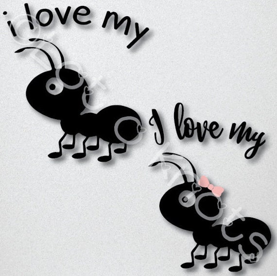 Download Items similar to I Love My Ant Combo SALE · boy & girl bodysuit designs · {svg, dxf, jpg, and ...