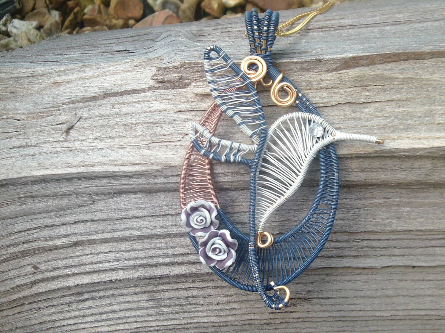 Hummingbird Necklace Wire Wrapped Hummingbird Pendant Bird