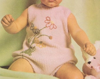 535 PDF Baby Romper Knitting Pattern, Baby Sleeper, Embroidery, Toddler Romper Pattern, Free Pattern Offer, PDF Download, Vintage Pattern