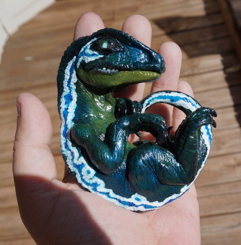 OOAK Jurassic World Baby Raptor Blue Collectible