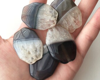 Snow Agate, 5pcs, Brazil Agate, Gemstone Beads Gemstone Pendant, Stone Pendant, Loose Gemstones, Multi Color Beads, Agate Beads, Gray Beads