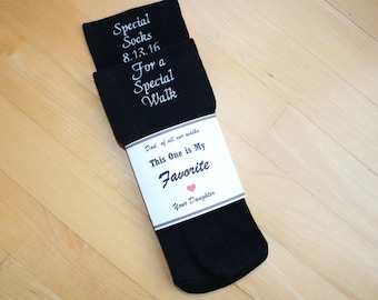 Special Socks for a Special Walk Wedding Socks. Custom Socks. BLACK Formal Socks Father of the Bride Gift. Monogram, Personalized. F23LB0
