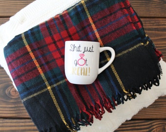 Shit Just got Real Coffee Mug, Option to Personalize, Engagement Gift for Her