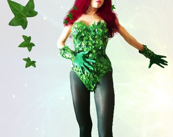 Poison Ivy cosplay costume/ Complete Poison Ivy costume with shoes and eye mask