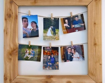 Items similar to Clothesline Wire Hanging Picture Frame Clothespin ...