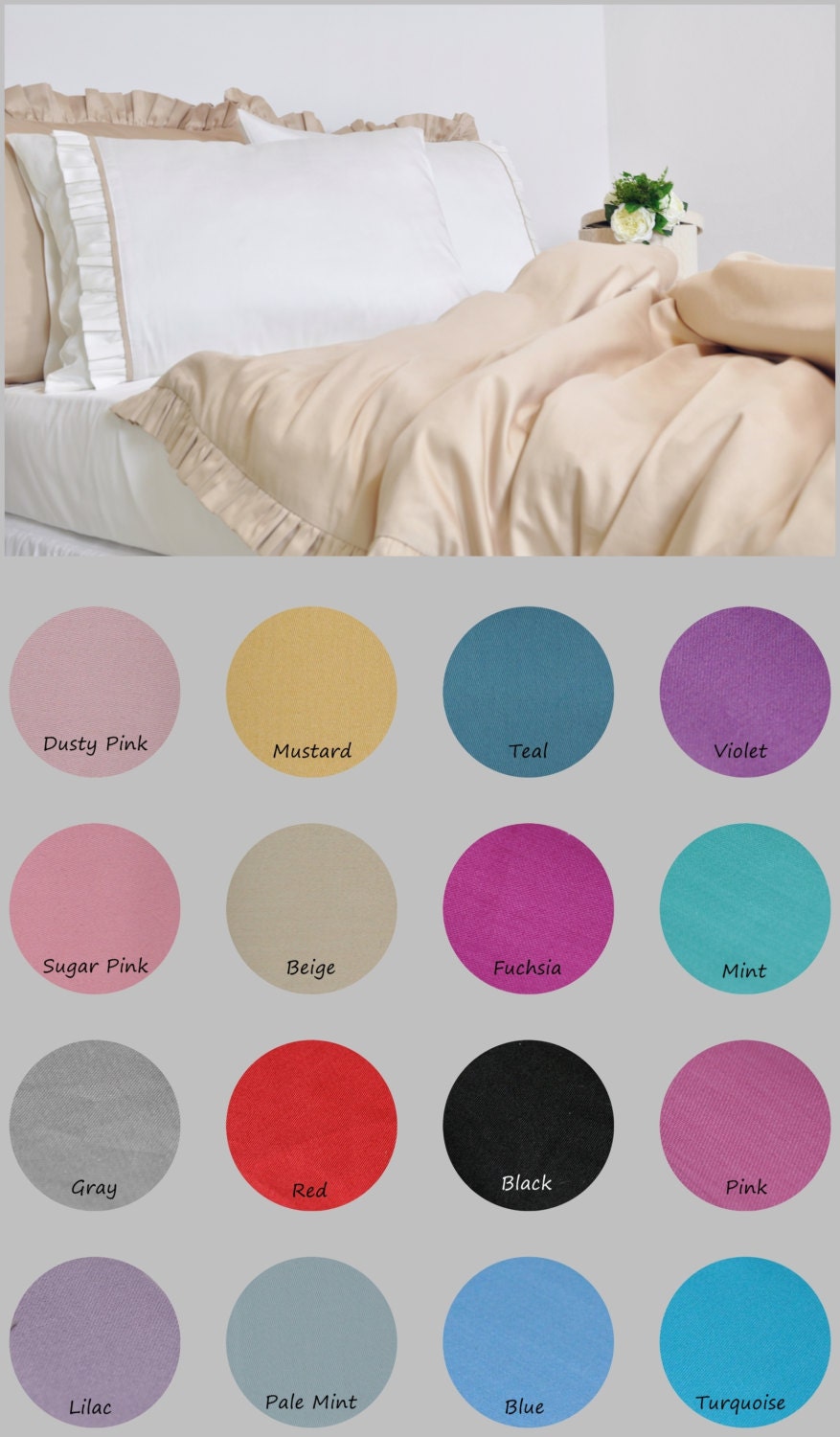 Ruffle Duvet Cover Set in Full Queen King Twin Ivory Off