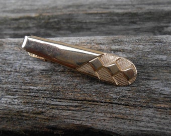 Vintage Gold Abstract Tie Clip, 1960's. Men, Groomsmen Gift, Dad.
