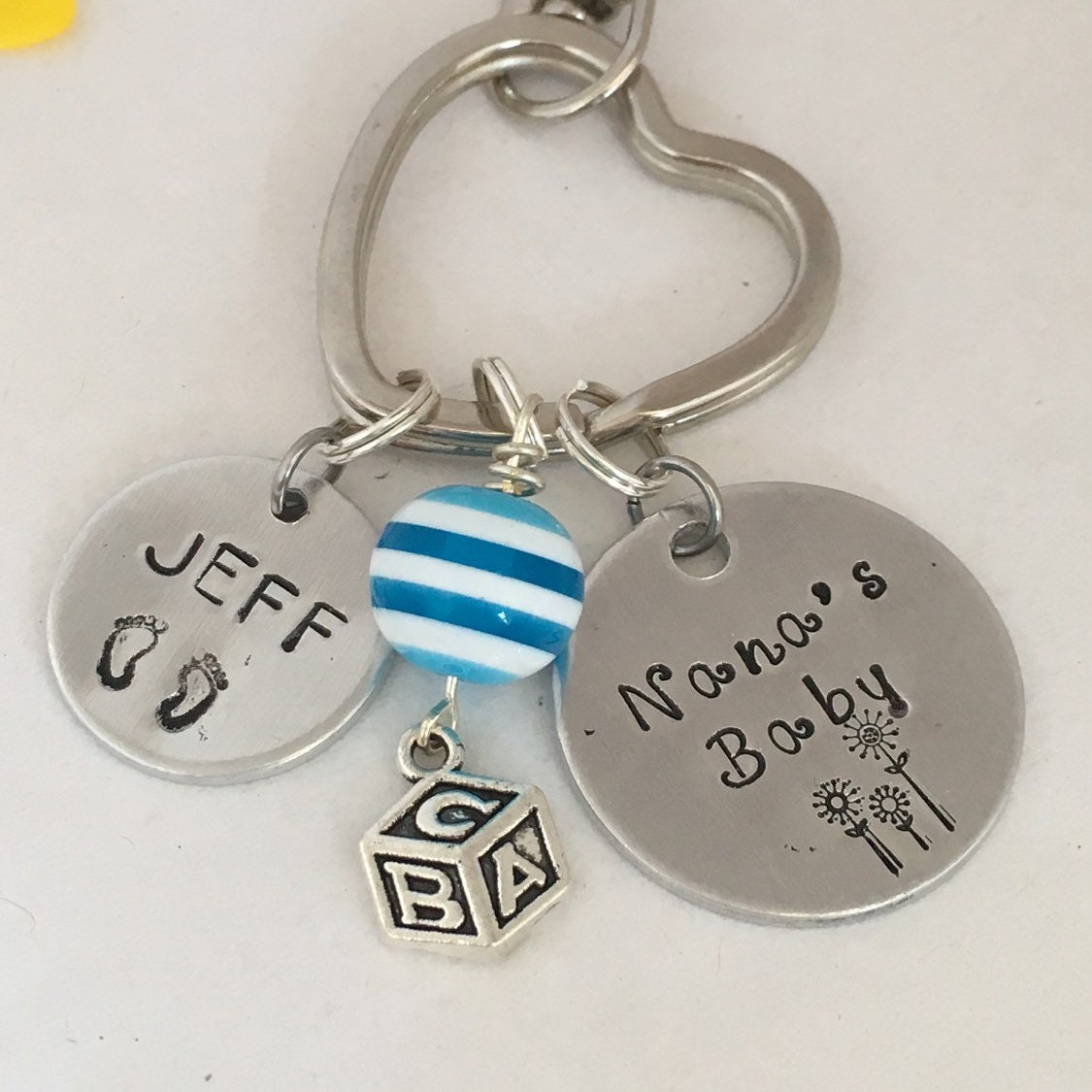 Baby Boy Keychain Custom Name Keychain Nana Gift by TWICEASCORKS