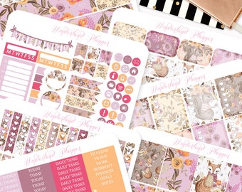 Woodland Friends - Floral Fall Themed Planner Sticker Weekly Kit // 170+ Stickers // Perfect for Erin Condren Vertical Life Planner