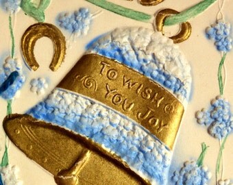 Original celluloid Victorian Christmas card 1880s