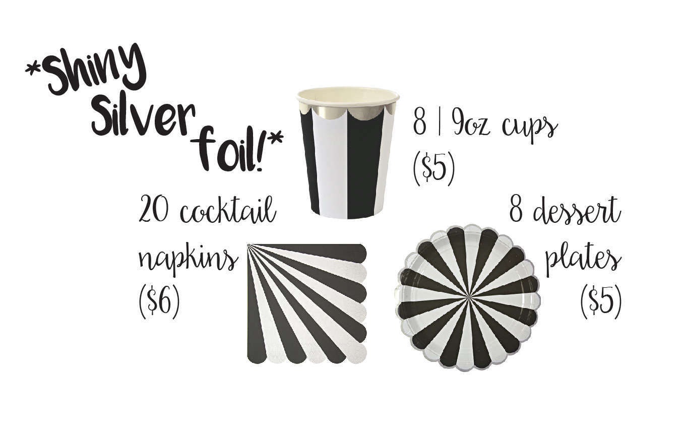 Black & White Stripe Tableware Set Cups Dessert Plates