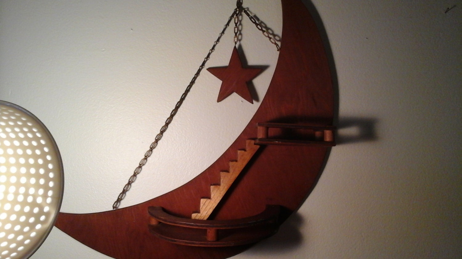 Half Moon What Not Shelf Wall Hanging Wood Half Moon