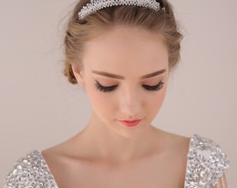 Bridal Tiara, Wedding Tiara, Bridal Wreath, Crystal Wedding Headband