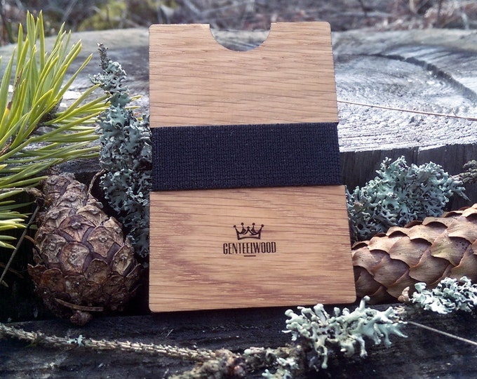 Oak Handmade Wood Wallet - Slim wooden wallet - credit card wallet - GenteelWood wallet - Minimalistic wallet - Valentines gift