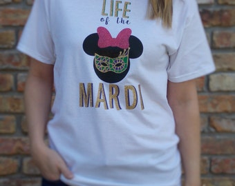 Minnie Mouse Mardi Gras Shirt for Adults & Children / Disney Mardi Gras Shirt / Disney Minnie Mouse Shirt / Life of the Mardi Shirt