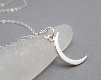 Silver Moon Necklace. Free Shipping. Sterling Crescent Moon Pendant. Small. Celestial Symbolic Jewelry. Delicate Dainty. Zen Yoga Minimalist