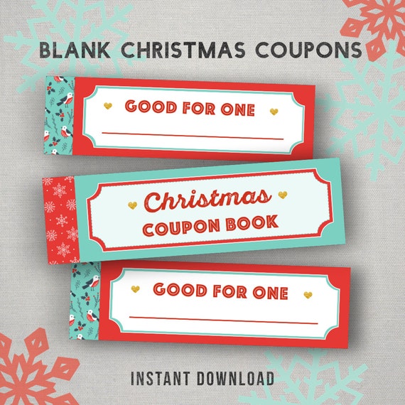 Christmas Coupons Printable Gift Downloadable Blank Coupon