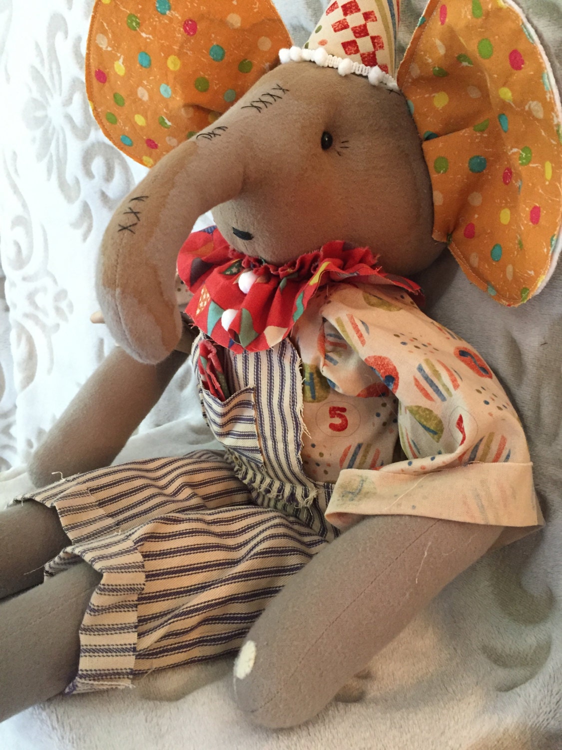 RESERVED FOR SUSAN Handmade Elephant Doll Art Doll Elephant