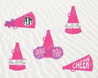 Cheer Svg File, Megaphone Svg File, Sport Svg, Cheer Monogram Svg, Cricut Digital File, Cheerleader Svg, Silhouette, Cheer Dxf