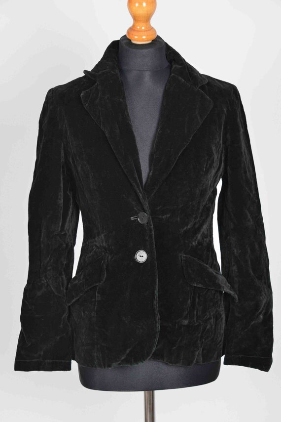 Womens Size 6 to 8 Black Velvet Jacket Retro by BadPuppyVintage