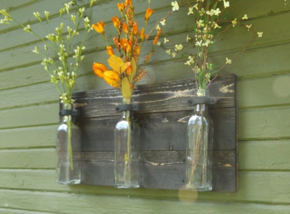 Rustic Wood Vase Trio Wall Sconce 3 Rustic Wood Vase Trio Wall Sconce 3