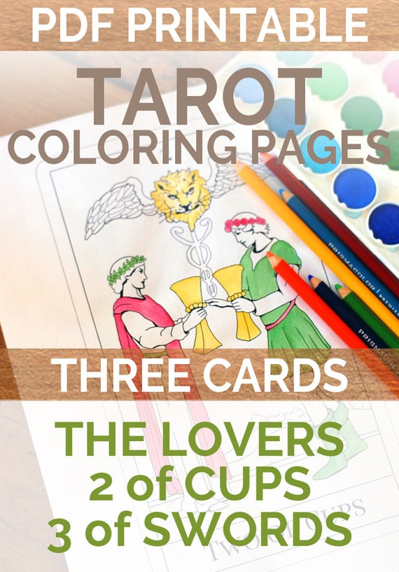 Download 3 Tarot Deck Adult Coloring Pages The Lovers by LearnTarotWithMe