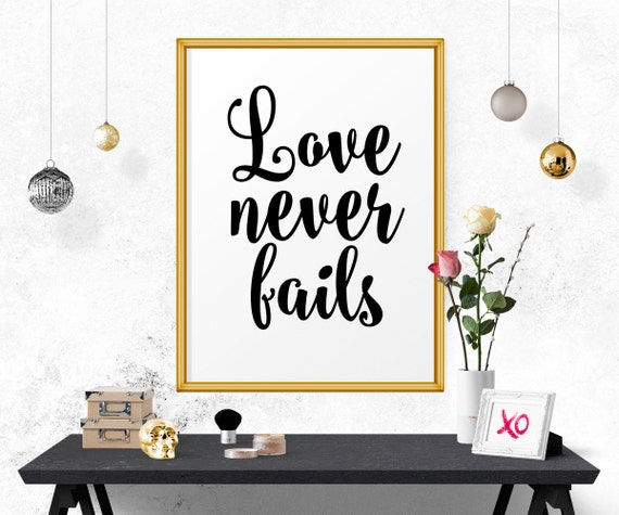 art fails calligraphy never love Wall Art Wedding Love Fails Poster Never Inspirational