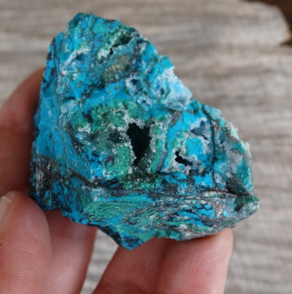 Chrysocolla Druzy Quartz Chrysocolla Rough Mineral Speciman