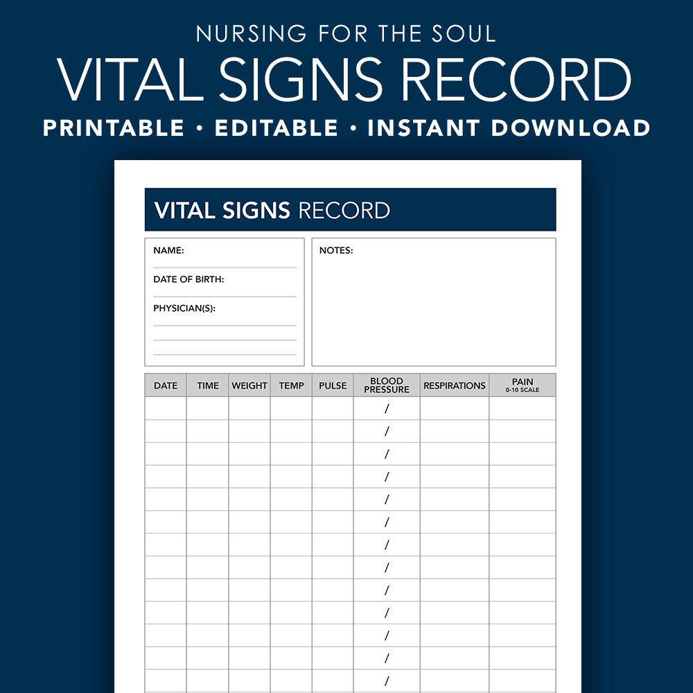 Printable Patient Vital Signs Template Printable Word Searches