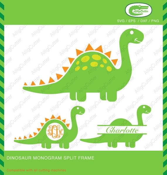Download Dinosaur Monogram Split frame SVG DXF PNG eps animal Cut Files