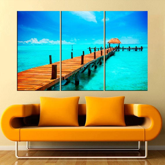 Mexico Cancun The Caribbean Shore Sky Wall Art Canvas Mexico