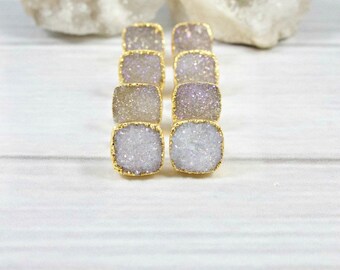 Druzy Earrings, Druzy Stud Earrings, Druzy Post Earrings, Druzy Gold Earrings, Raw Stone Stud Earrings, Stud Earrings, Gold Earrings, Bridal