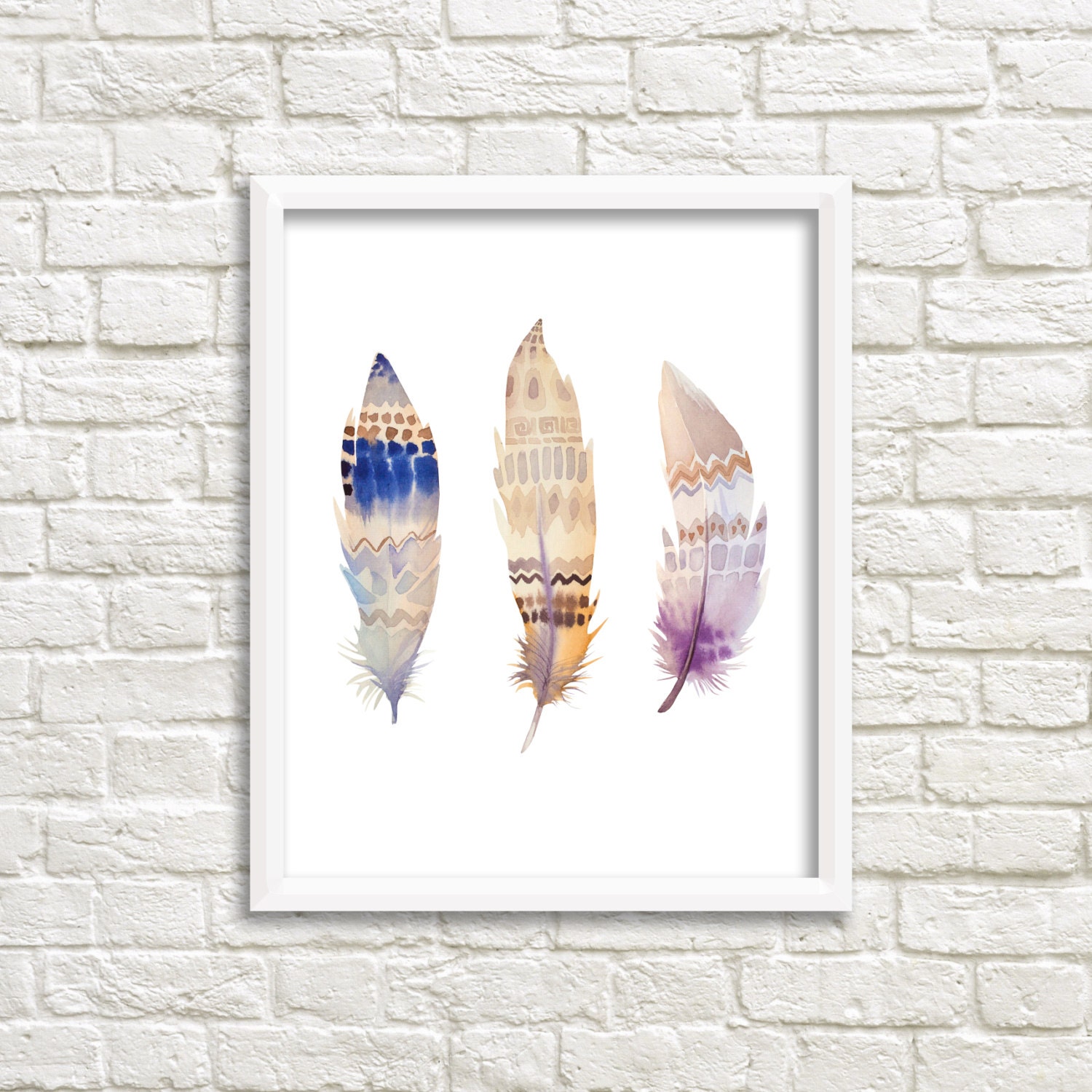 Three Feathers Print Printable Art Feather Art Wall Decor