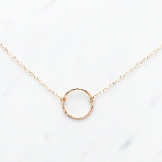 Gold Circle Necklace Karma Necklace Simple Gold Necklace