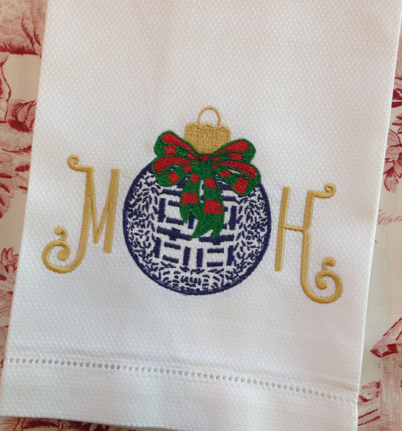 Chinoiserie Christmas Ornament Monogram by SimplySandraDesigns
