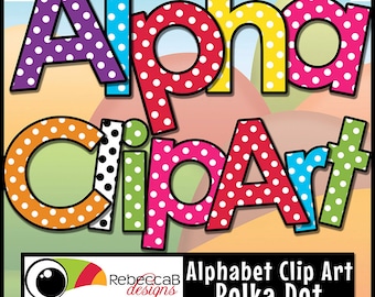 Alphabet Clip Art, Polka Dot Letters, Digital Alphabet, Printables